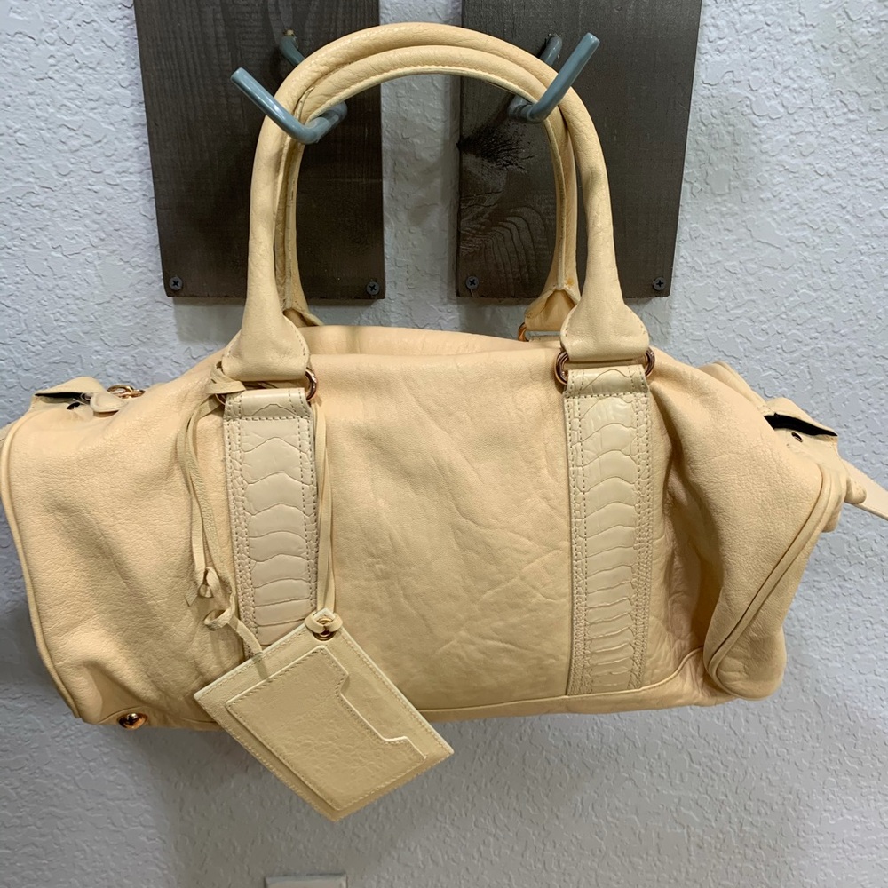 Balenciaga Lambskin & Ostritch Leg Bowling Bag